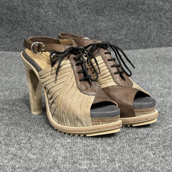 rag & bone Shoes - rag & bone Platform Heels Womens Size 6 Brown Lace Up Slingback Made Italy